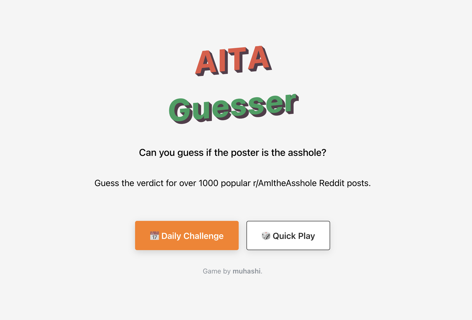 Screenshot of AITA Guesser